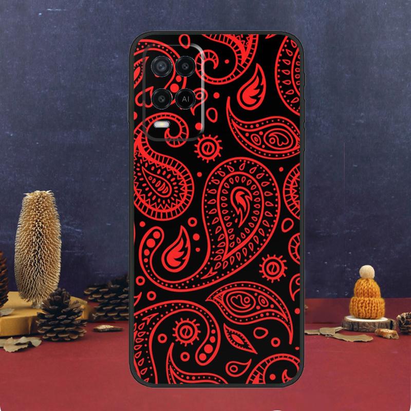 Черный Бандана Пейсли Чехол Для Oppo A16 A76 A96 A17 A57 A40 A60 A80 A98 A58 A78 A18 A38 A54 A74 A94 A15 A5 A6 Pro