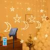 CHMKSTC LED Solar Illumination Lights, Star and Moon String Lights, Curtain Lights, Decorative Lights, 138 Bulbs, 3.5m, 8 Modes, Remote Control,