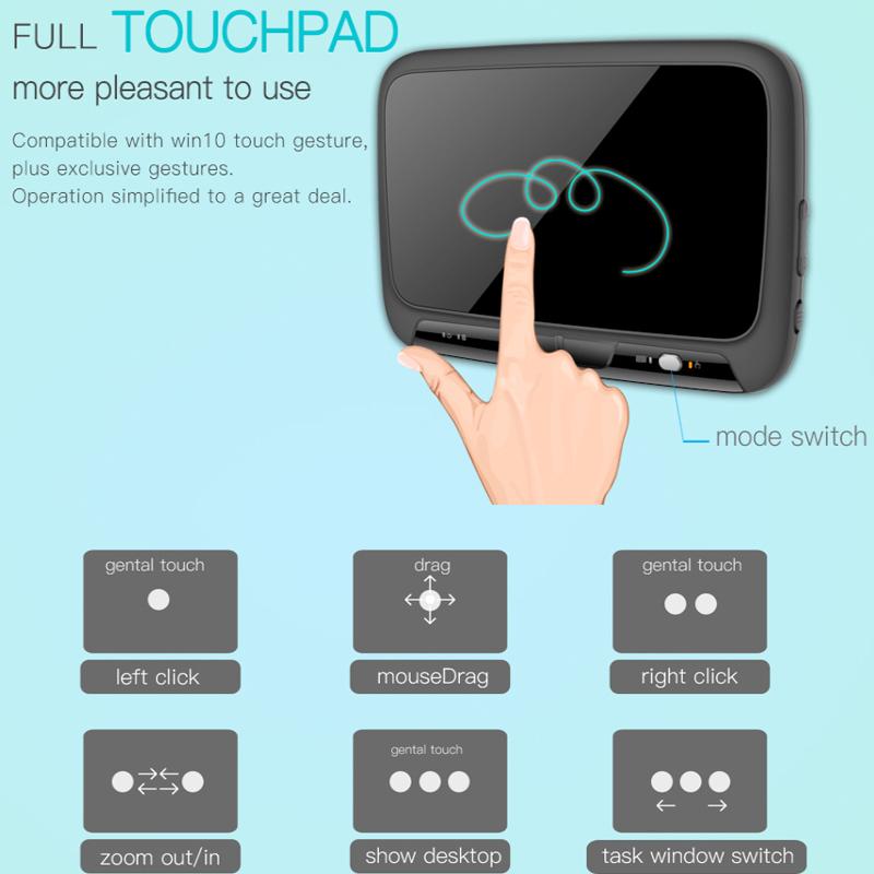 Мини-беспроводная клавиатура Jomaa с подсветкой и сенсорной панелью, воздушная мышь, перезаряжаемая беспроводная клавиатура 2,4G для Smart TV, ноутбука, Windows