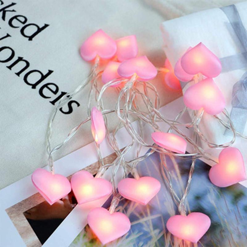 Led Cotton Love Heart Wedding String Fairy Light Pink Girl String Light Indoor Wedding Party Garden Garland Valentines Day Decor