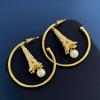 Exaggerated Large Earrings Eiffel Tower Pendant Pearl Earrings Medieval Ear Jewelry