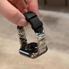 Совместимо с Apple Watch S11/10: Металлический ремешок для запястья со стразами и узором из кожи личи.
