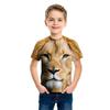 Summer Round Neck 3D Animal Lion Pattern Printed Top Fashionable Casual Short Sleeved Children's Boy T-shirts