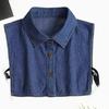 Women Fake Collar with Adjustable Straps Lapel Buttons Closure Detachable Shirt Collar Versatile Decoration