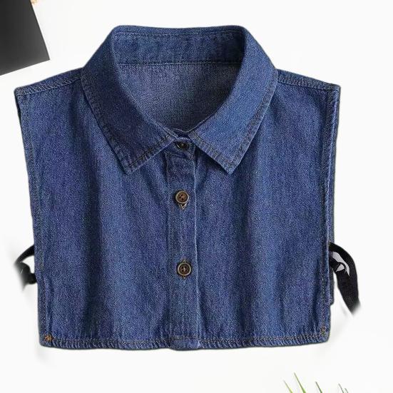 Women Fake Collar with Adjustable Straps Lapel Buttons Closure Detachable Shirt Collar Versatile Decoration