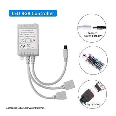 Контроллер RGB-подсветки 12 В 4-контактный Контроллер RGB-светодиодной подсветки Блок приемника Умный контроллер Пульт 44 клавиши RGB-светодиодный контроллер