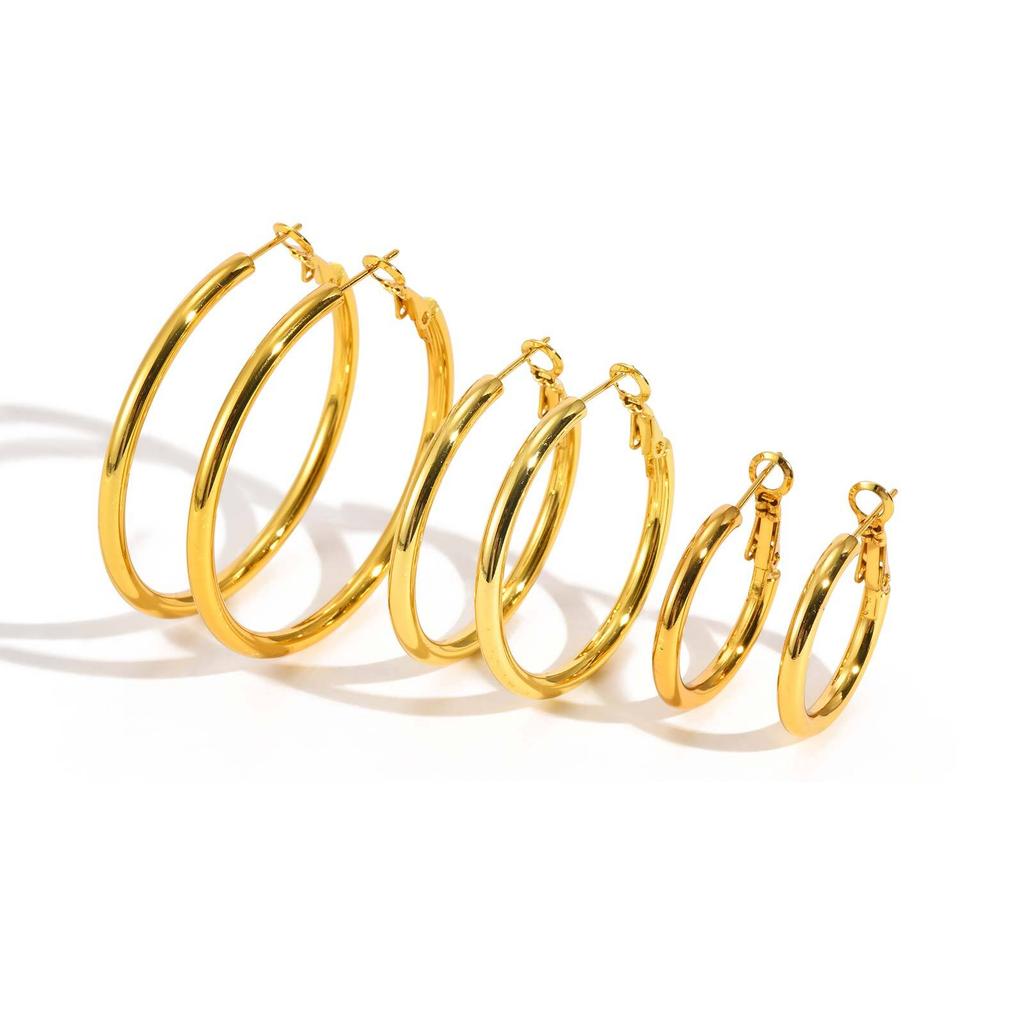Vnox Stainless Steel 3pairs/set Hoop Earrings For Women, Small Big Round Circle, Classic Anti-allergy Jewelry