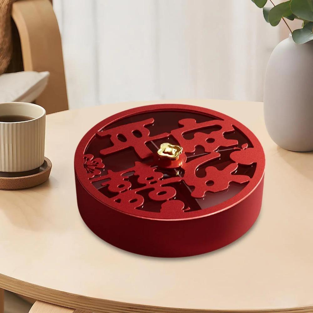 Divided Spring Festival Snack Serving Tray Round Candy Storage Box New Year Snack Platter Candy