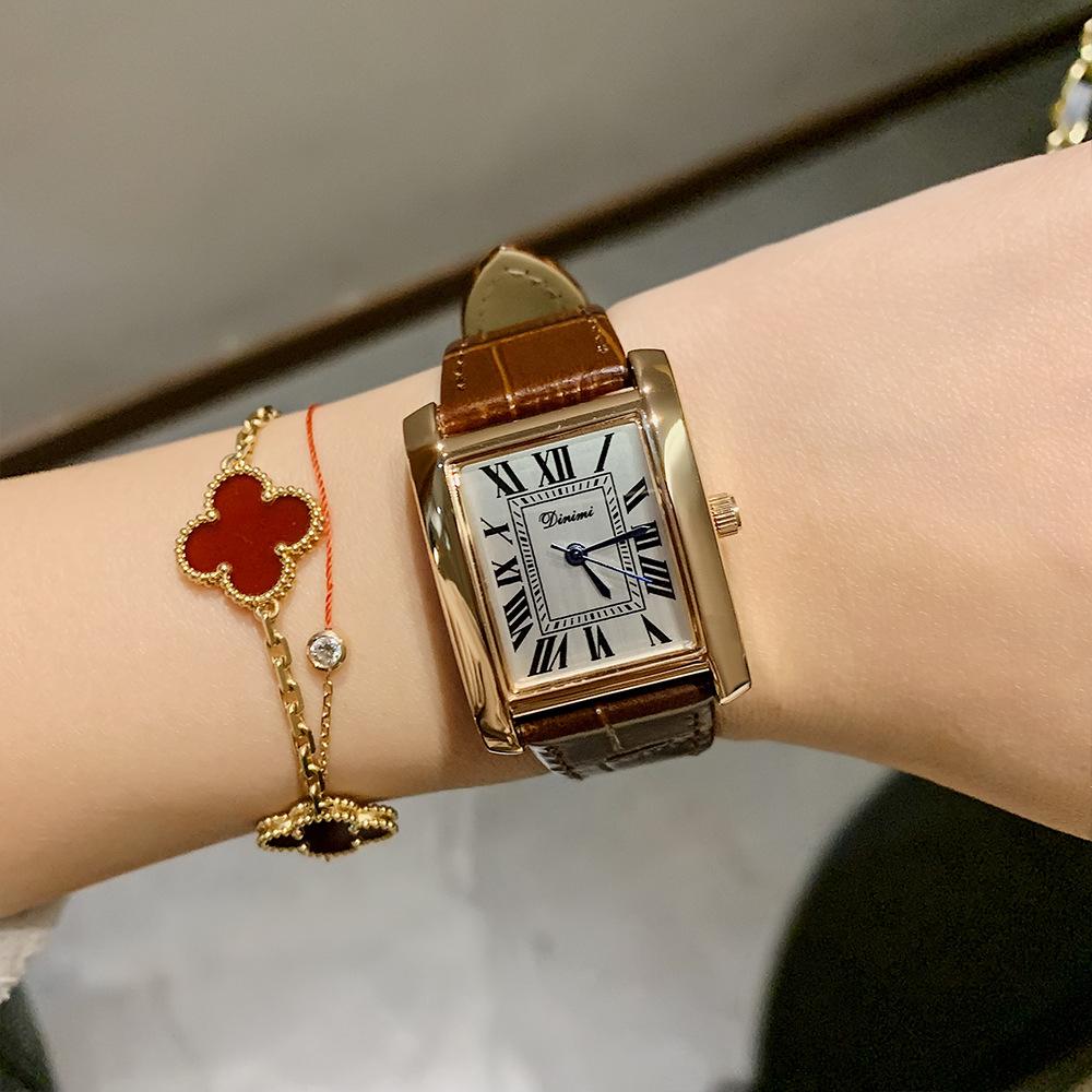 Fashion Square Watch, Simple Roman Temperament, Business Lady, Retro Temperament Belt Quartz Watch