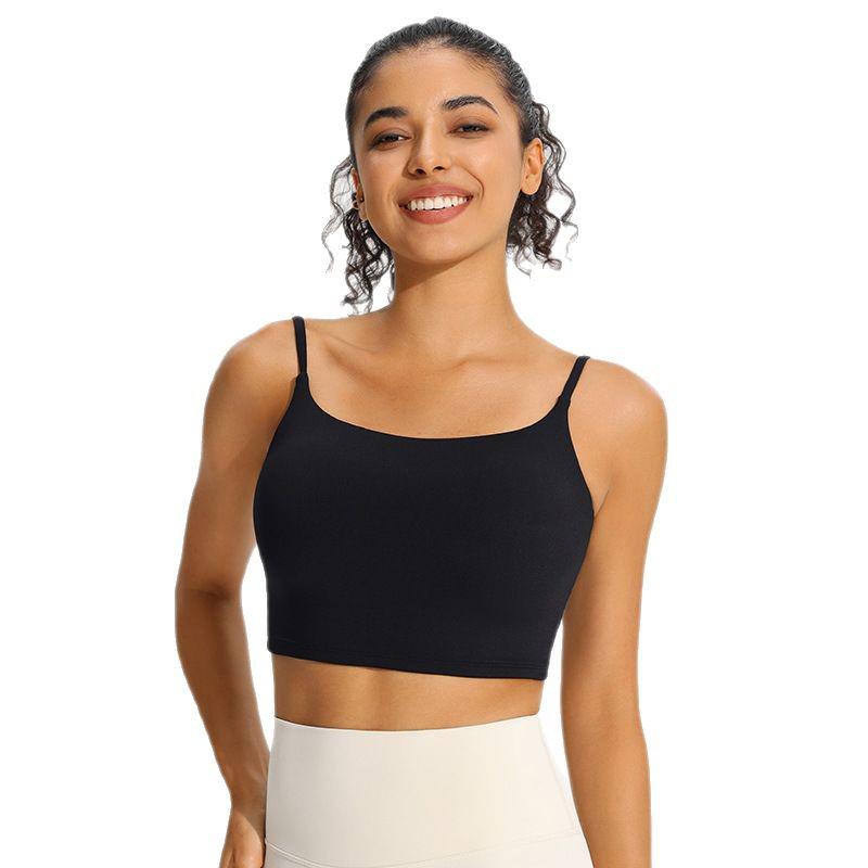 Женский спортивный бюстгальтер Nude Feel с вкладышами - Летний топ-майка для тренировок с красивым дизайном спины