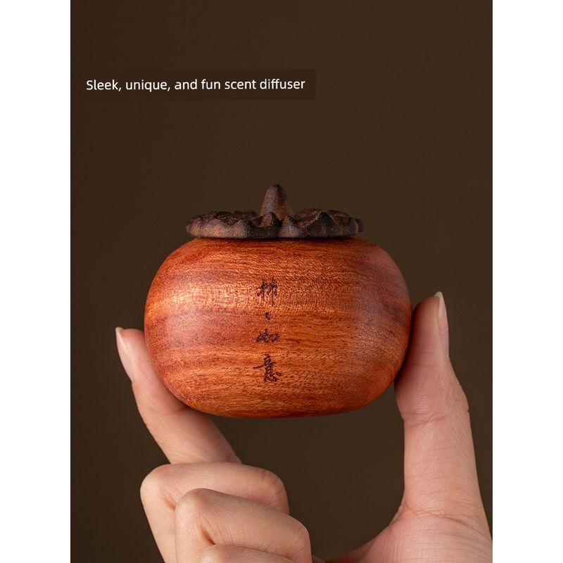 Persimmon-Shaped Aroma Diffuser with Essential Oils, Wooden Diffuser for Bedroom, Aroma Stone Ornament, Car Diffuser Wood