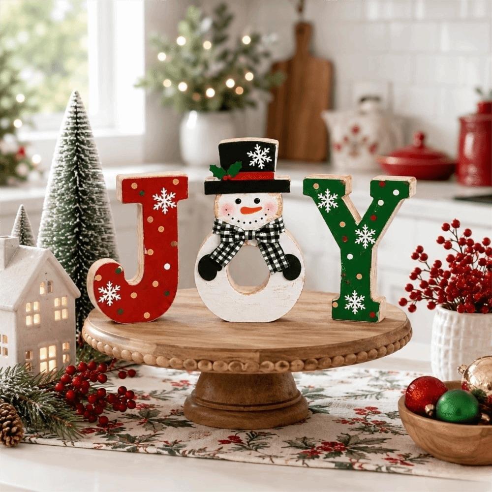 3/4pcs 2D Flat Wooden Desktop Ornaments Rustic Farmhouse Style Holiday Tabletop Decor Home Decor