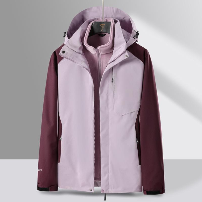 Женская куртка Куртка Куртка Осенью и Зимой Для улицы Три-в-одном Съемная Ветрозащитная Альпинистский костюм В Тибете