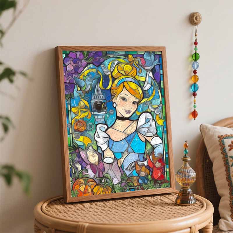 Disney Cinderella Stained Glass Art Painting Set Home Wall Decor Handmade Gift