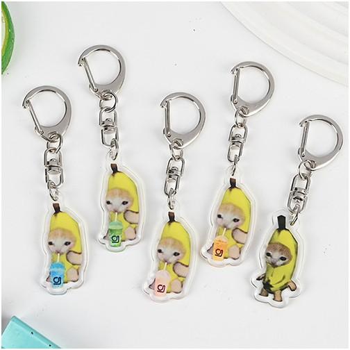 Happy Banana Cat Подвеска Брелок Забавный Ремешок Из Смолы Маленькая Цепь Максвелл Кошка Брелок Сумка Аксессуары Студенческий Подарок