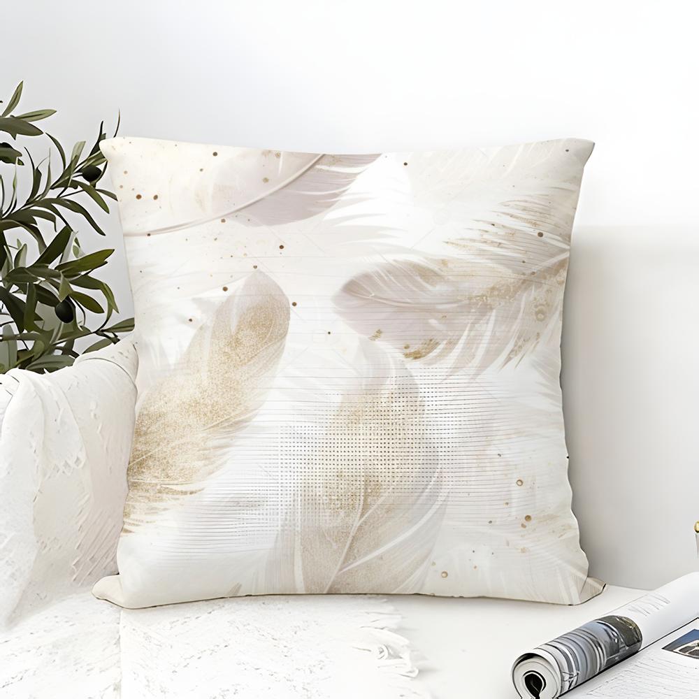 Light Beautiful Feather Pattern Pillow Case linen pillow case sofa home decor cushion cover cushion cove