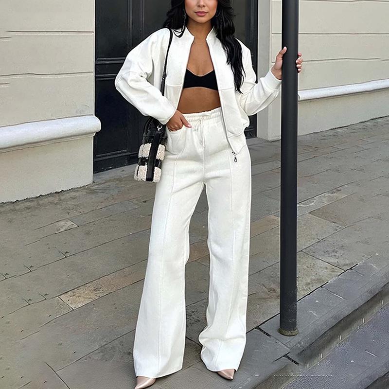 Весна 2026 Женский повседневный однотонный свободный худи Спортивный костюм Комплект