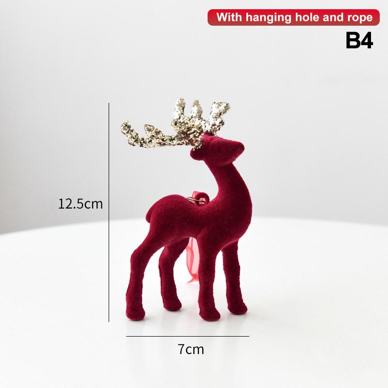 1 шт. Рождественский олень, украшения, декор для дома, настольный декор, подвесные шары, флокированный мини-олень, подвеска в виде лося