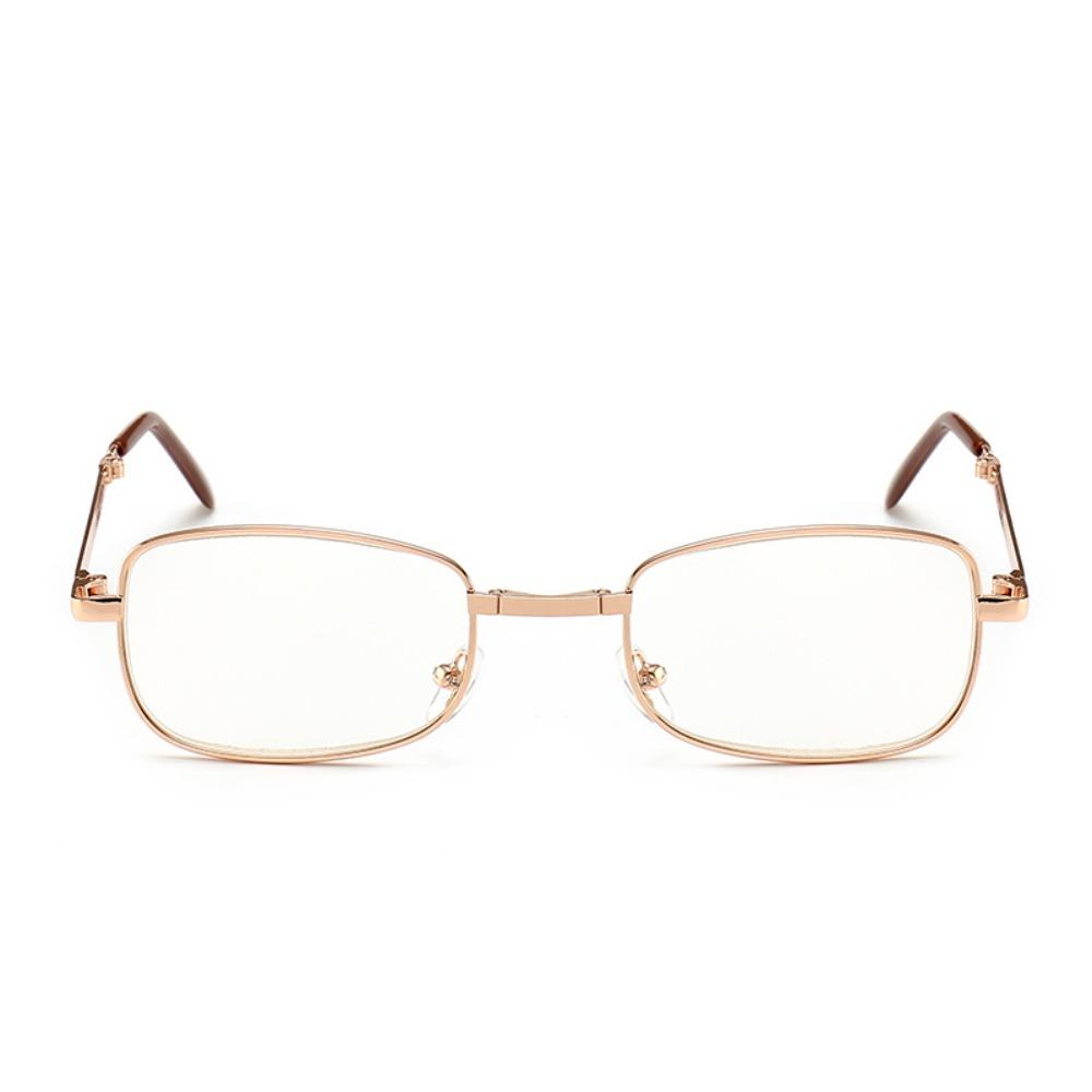 Folding Reading Glasses with Leather Box Women Men Protable Collapsible Metal Eyewear Anti-blue Light Diopter Glasses