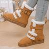 Fur Flats Women Snow Ankle Boots Suede Short Plush Designer New Cotton Shoes 2025 Trend Warm Cozy Casual Winter Botas De Mujer