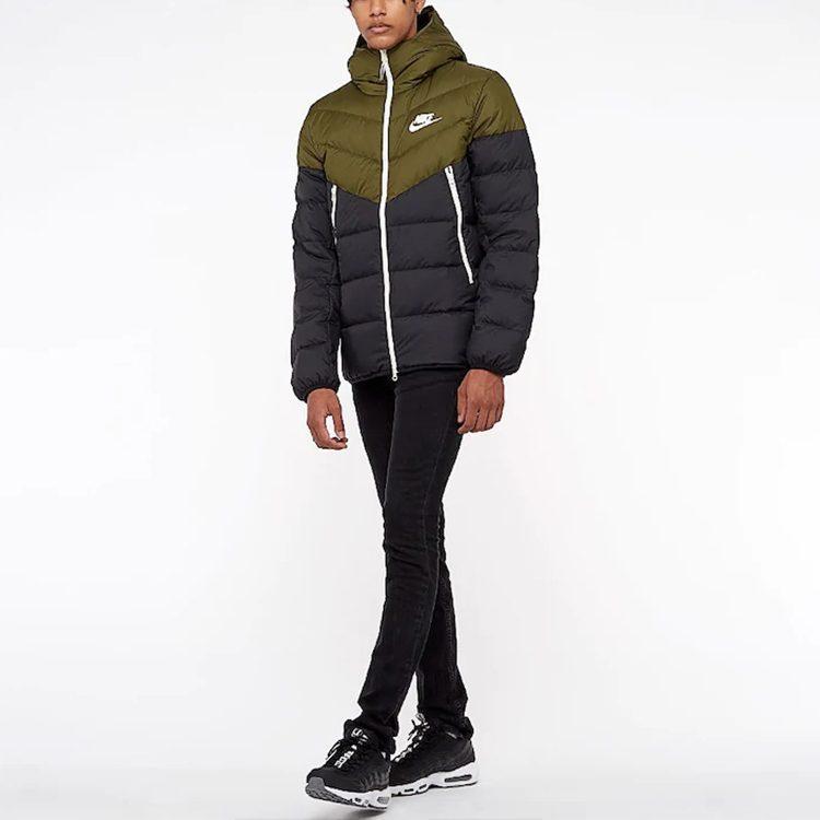 Nike Пуховики Мужские Зеленый Черный Разноцветный С Капюшоном Умеренный Другое 928834-395