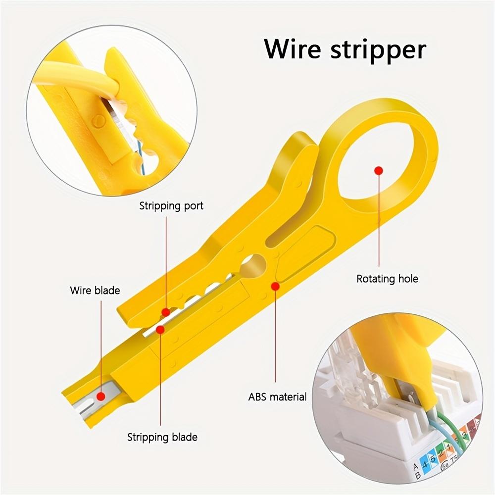 Yellow Portable Wire Stripper and Crimper Pliers Compact Cable Cutter Tool for UTP/STP Data Wires, Safe and Easy To Use Ideal for Modular Connectors