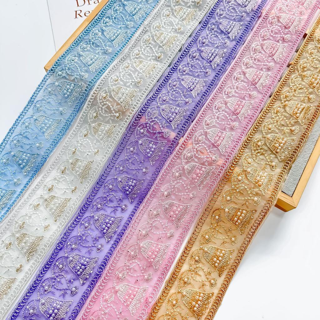 Эжен Ярн Однотонная Машинная Вышивка Бисером Штрих-код Оконные Аксессуары Аксессуары для Одежды Кружевные Аксессуары