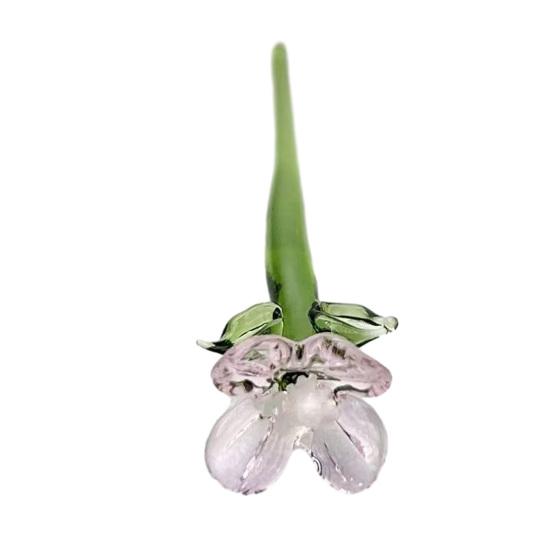 Стеклянное украшение в виде цветка ручной работы со стеблем, выдувная мини-фигурка цветочного растения, украшение для дома, гостиной, офисного стола, ваза для цветов