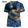 Камуфляж для рыбалки сома, мужская футболка с 3D принтом, крутая летняя повседневная футболка унисекс, подарок для рыбака