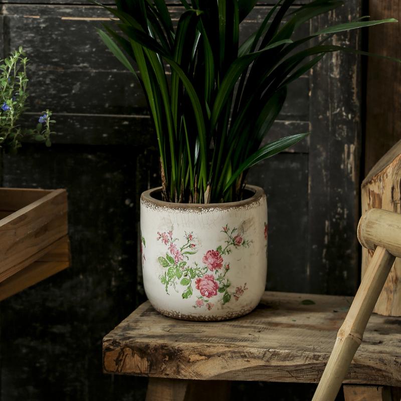 Vase Ceramic Pink French Style Household Flowerpot Simple Modern Retro Outdoor Courtyard American Hydroponic Vessel Drain Hole