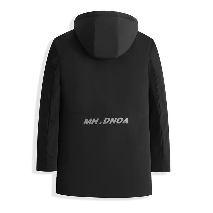 Мужская зимняя ветрозащитная куртка с капюшоном. Теплая дышащая куртка средней длины на молнии. Удобные утепленные деловые повседневные куртки с длинными рукавами для мужчин больших размеров.