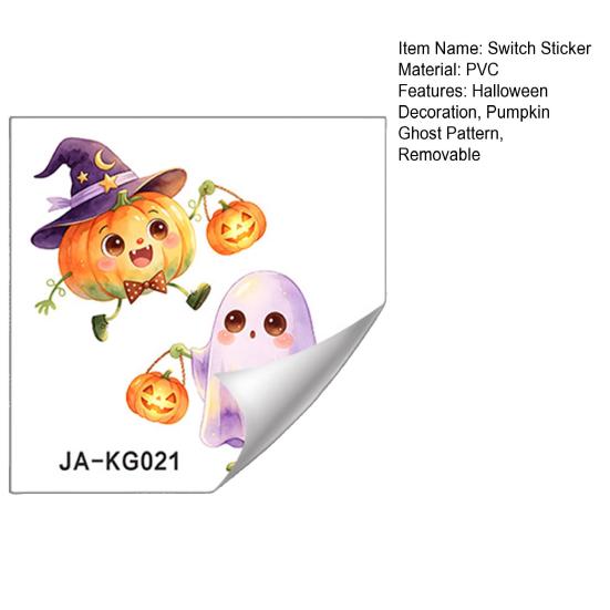 Seasonal Wall Decals Halloween Pumpkin Ghost Switch Sticker, Cartoon Light Self-Adhesive Panel Stickers Decoration Decal for Living Room Bedroom
