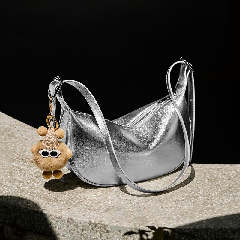Mrs. Qiao Silver Bag 2025 New Dumpling Bag Women's Crossbody Bag Genuine Leather Women's Bag