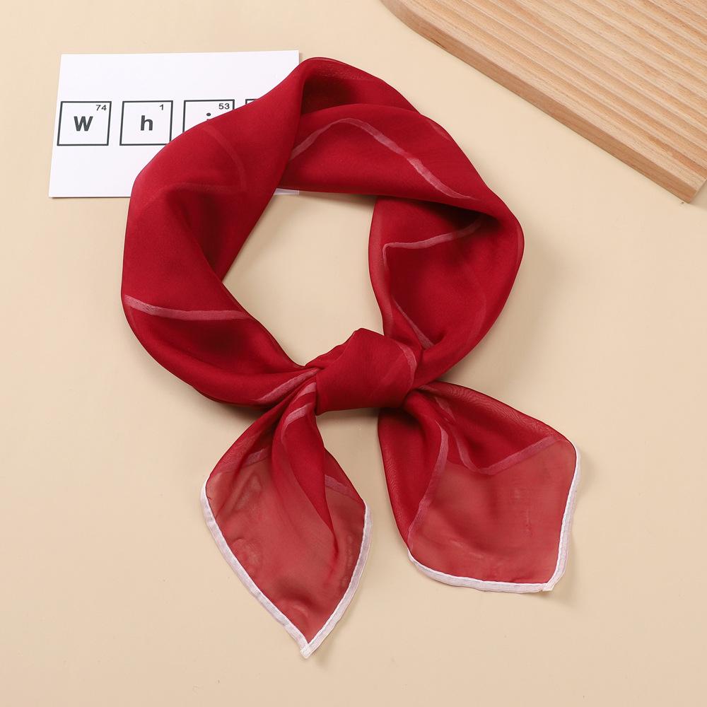 Fashionable New Versatile Headscarf Large Square Scarf Solid Color Scarf Women'S Simulated Silk Satin Scarf