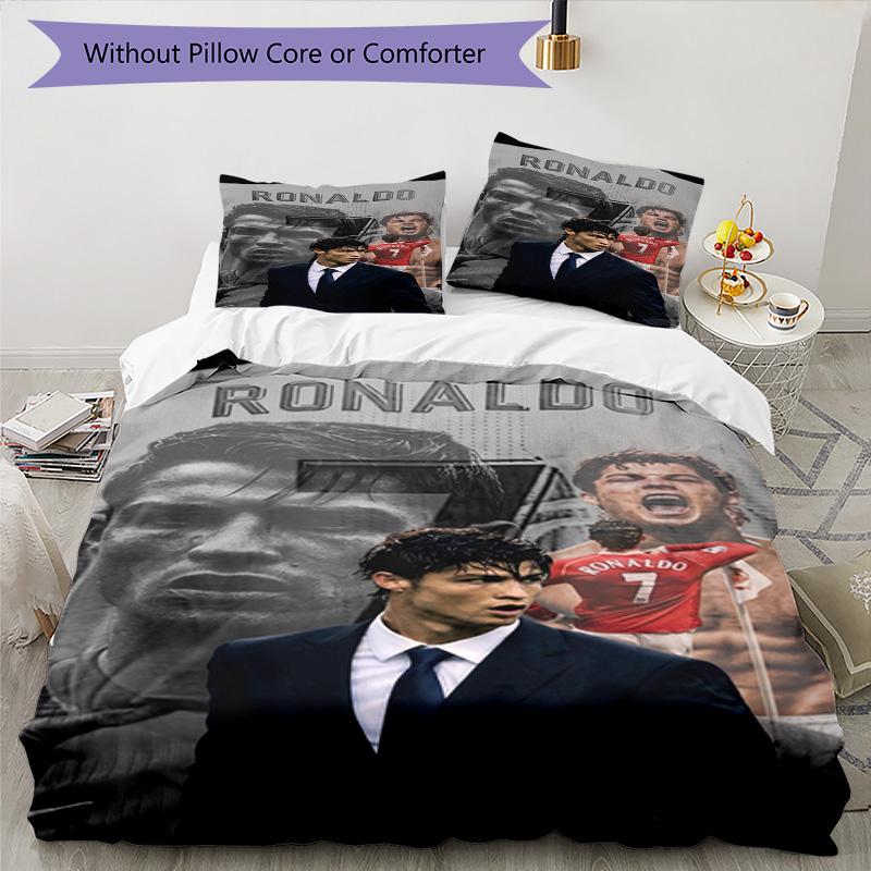 Ronaldo's Football Player Celebration Bedding Set, Breathable Duvet Cover with Pillowcases, Soft Bed Linen for Bedroom Home Decoration, Perfect Festiv