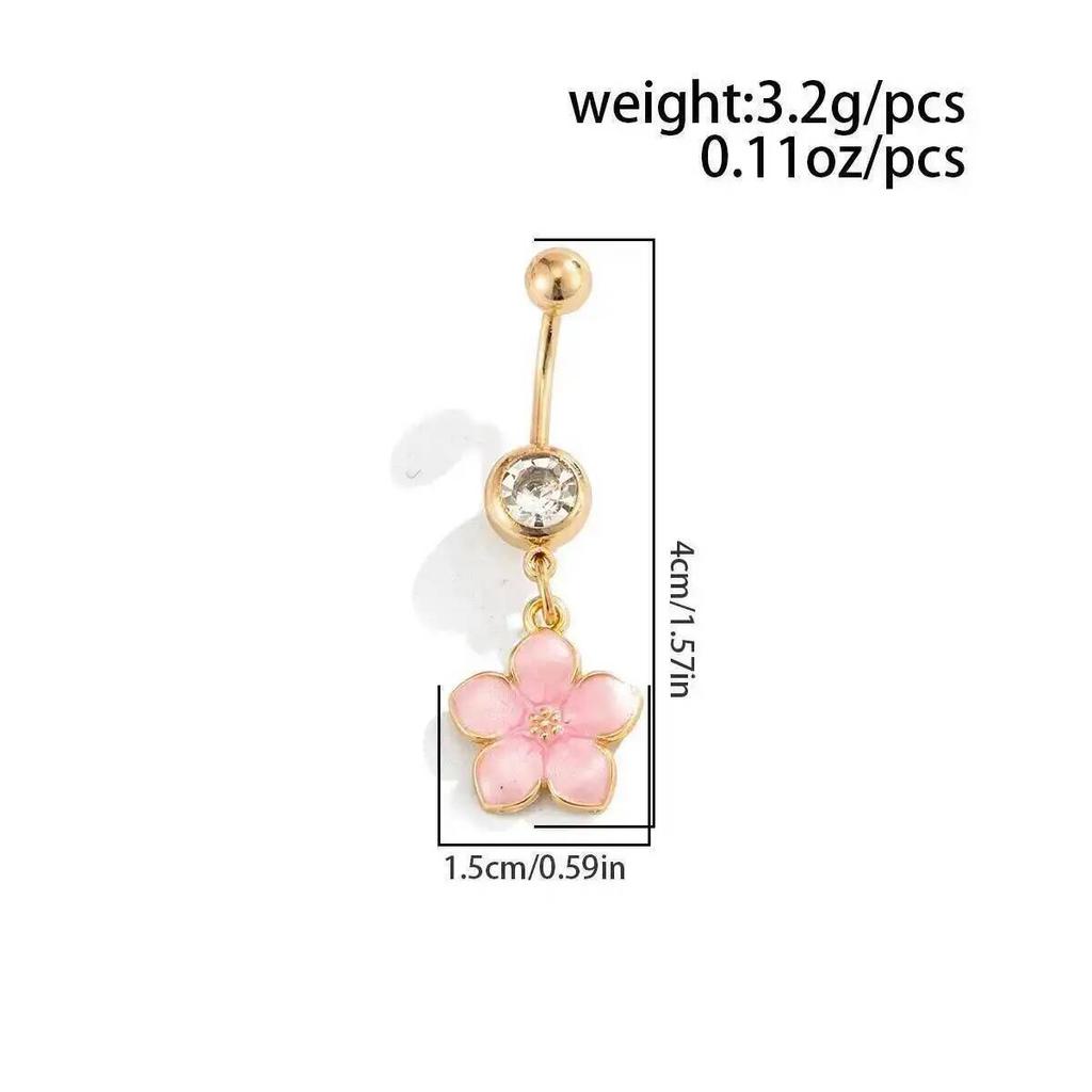SHIXIN 2026 Summer New Stainless Steel Drip Oil Flower Pendant Navel Piercing Women Sexy Gold Color Zircon Piercing Body Jewelry