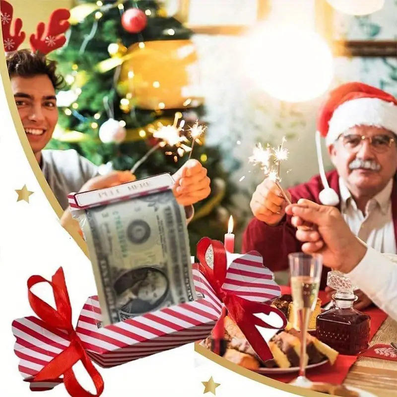 4Pcs/Pack Pull Box Christmas Candy Shape Holder Box for Cash Set Of Merry Christmas Box Cash Pull Boxes for Home Decor