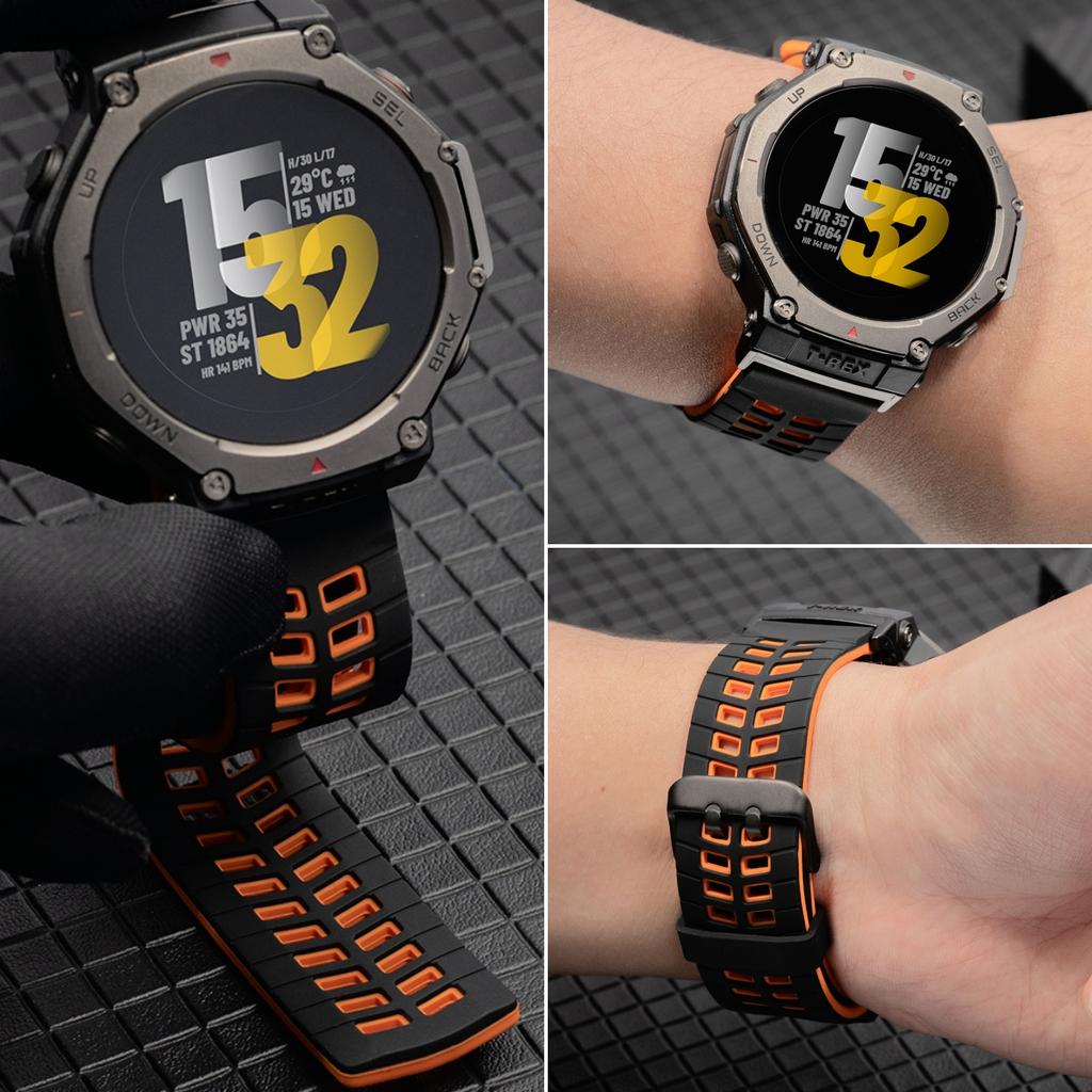Силиконовый спортивный ремешок для Amazfit T-rex 3/2/1, двухцветный регулируемый ремешок для T-rex Pro/Ultra/2ultra, дышащий браслет для смарт-часов