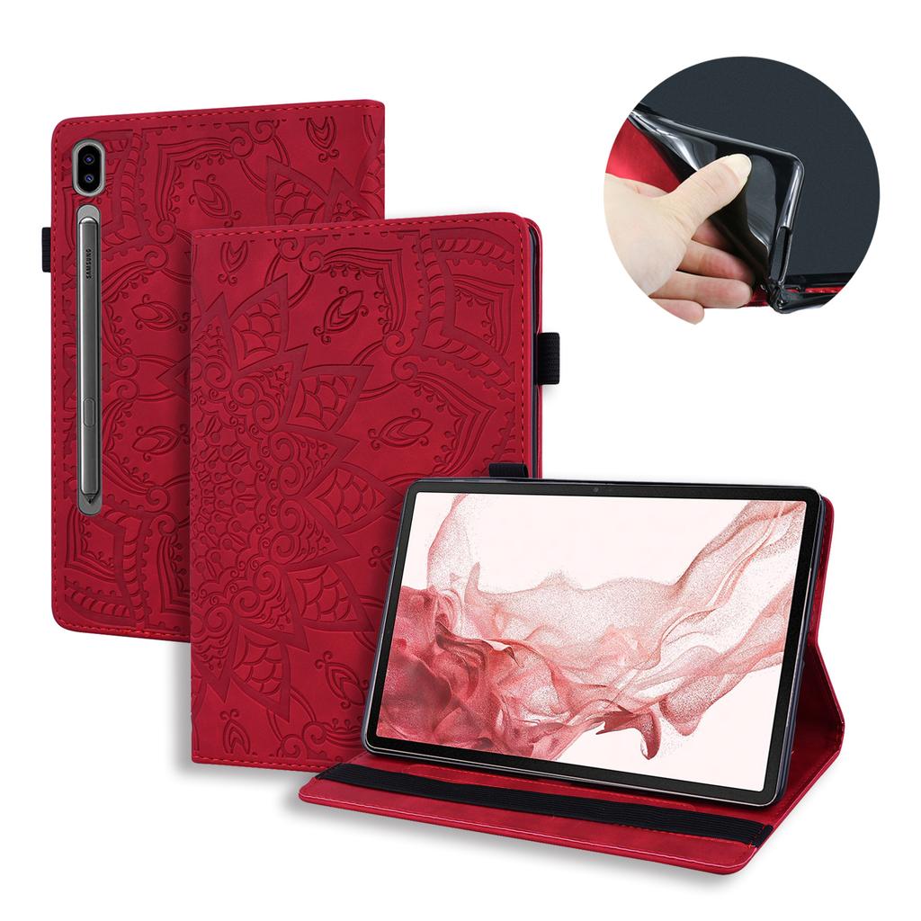 Чехол для планшета Samsung Galaxy Tab S10 Ultra/S9 Ultra/S8 Ultra с отделениями для карт, кожаная обложка, цветочный узор
