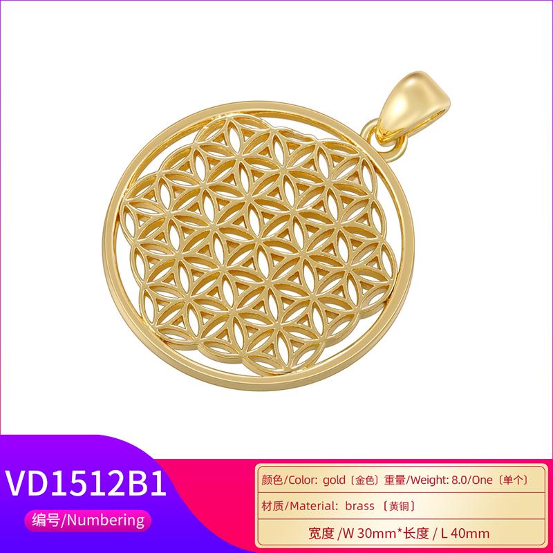 ZHUKOU Copper gold plated Tree of Life Melkaba pendant minimalist unisex vintage accessory:VD1509-VD1512