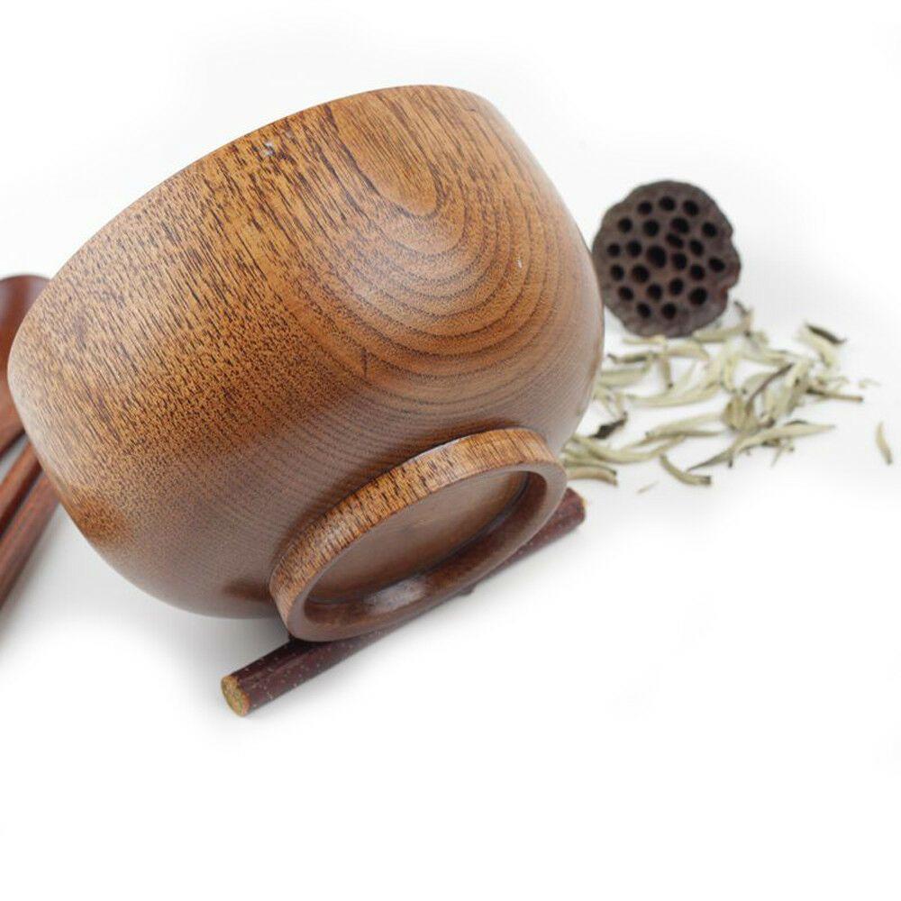 Handmade Fruit Children Bamboo Noodles Eating Japanese Style Rice Bowls Natural Wood Wooden Bowl
