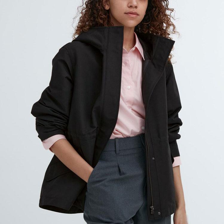 Uniqlo Однотонная куртка с капюшоном на молнии женская верхняя одежда черная 460893-09