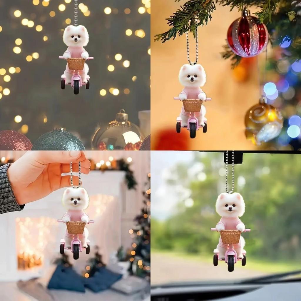 Acrylic 2d Car Accessory Cartoon Dog Rearview Mirror Vehicle Pendant Decoration