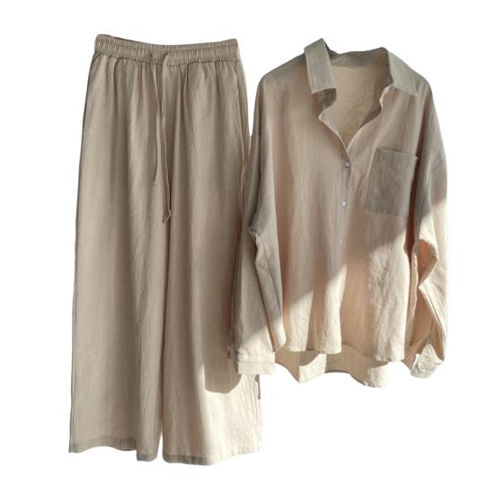 2 шт./компл., осень-весна, женская рубашка, брюки, комплект, блузка на пуговицах с длинными рукавами и лацканами, с нагрудным карманом, эластичные брюки на талии, спортивный брючный костюм для поездок на работу