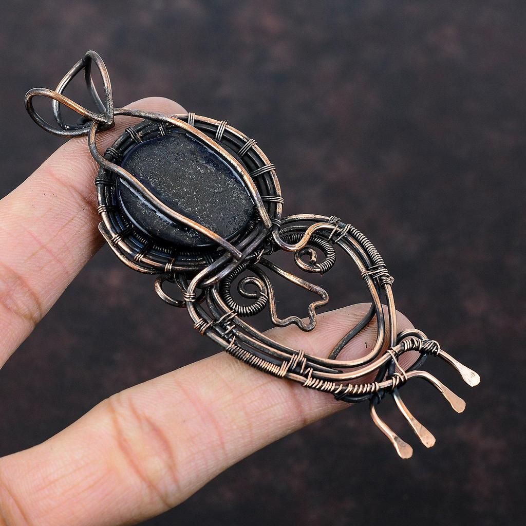 Кулон «Синий цвет, Глаз Дьявола», Ювелирные изделия с обмоткой из медной проволоки, Кулон из натурального драгоценного камня, Ювелирные изделия «Глаз Дьявола» ручной работы, Кулон с обмоткой из медной проволоки для подарка