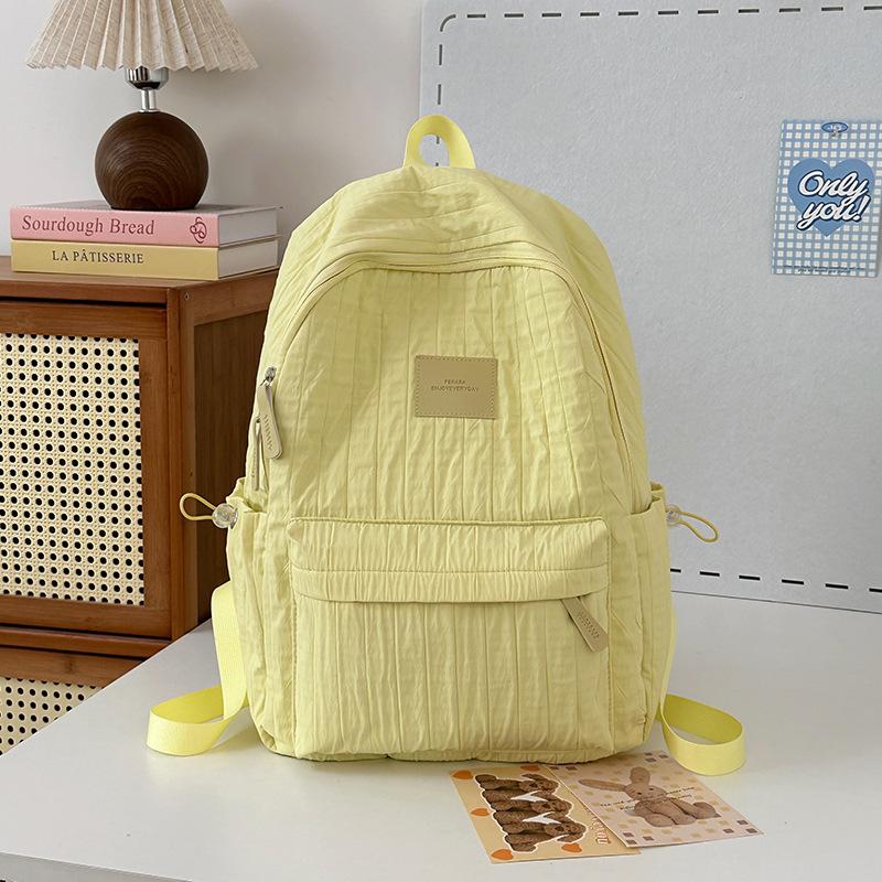 School Bag Junior High School Girls Large Capacity Solid Color Light Primary School Backpack High Value Girl Versatile Backpack