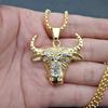 Hip Hop New Bull Head Man Pendant 316L Stainless Steel Fashion Gold Color with Zircon Punk Pendant