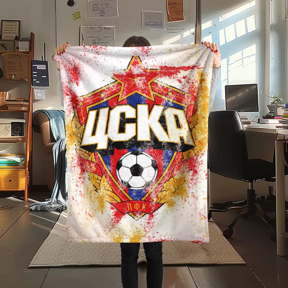 1Pc CSKA Moscow Logo Print Flannel Blanket High Quality Warm Comfortable Cover for All Seasons Perfect for Gifts Home Decor