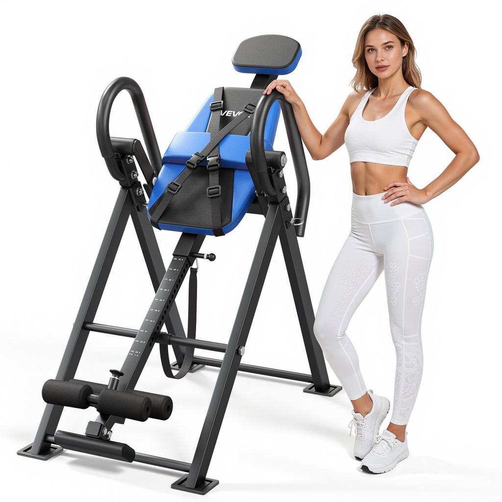 VEVOR Inversion Table, 136 kg Capacity Heavy Duty Back Inverter Stretcher, Inverted Table with Dual-Roller Locking