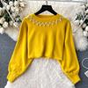 2 Piece Set Women's Knit Sweater Spaghetti Strap Sleeveless Dress Set Slim Knitted Vest Sweater Dress Beaded Pullover Short Sweater Outfits
